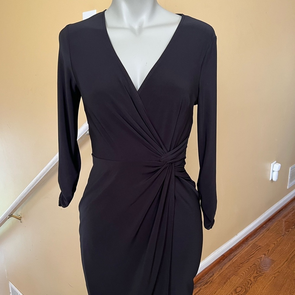 White House Black Market Black Ruched Wrap Dress